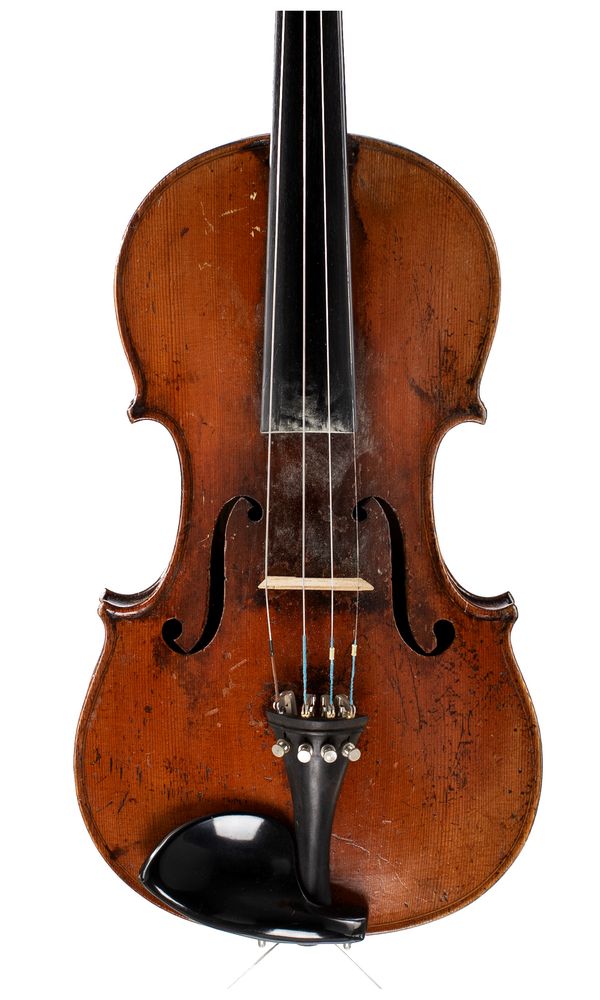 A violin, labelled Nicolaus Amatius