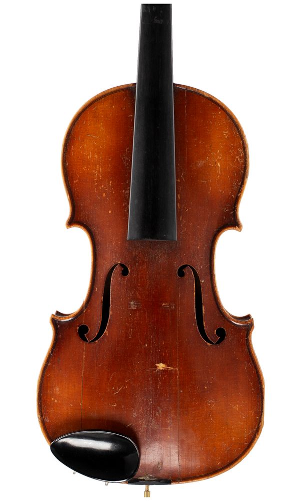 A violin, labelled Heinrich Th Heberlein jr.