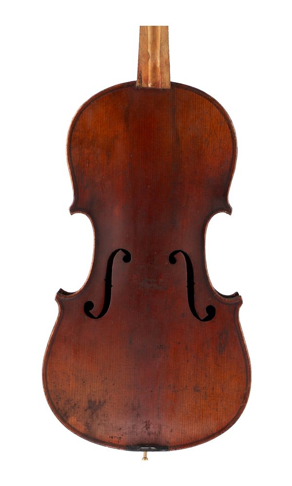 A three-quarter sized violin, labelled Antonius Stradivarius