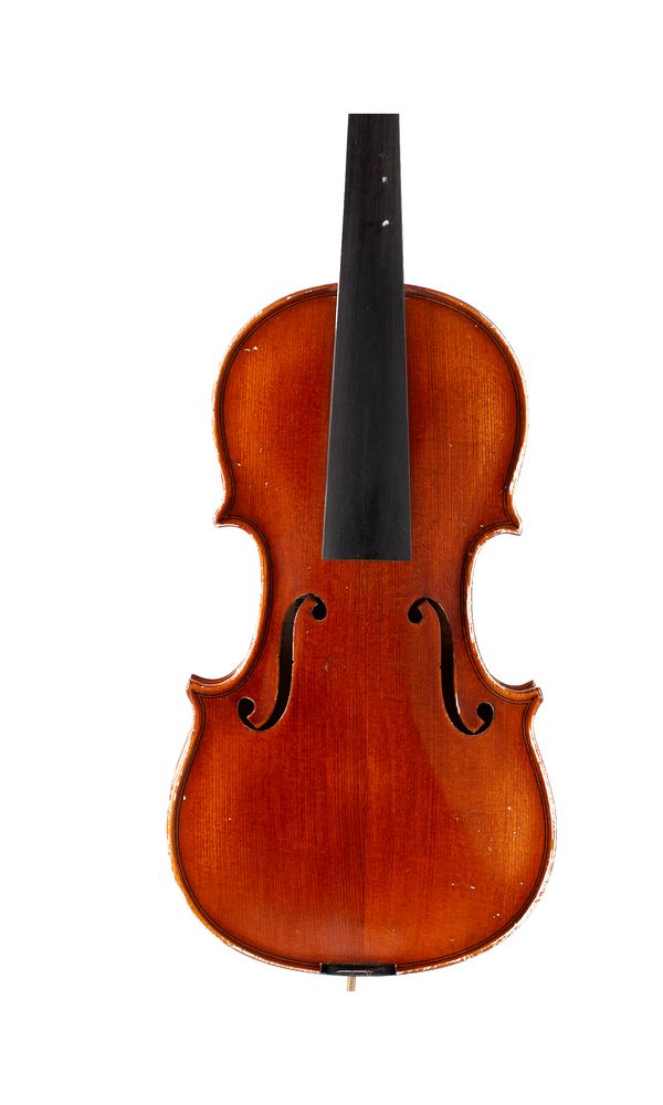 A small violin, labelled Franz Sandner