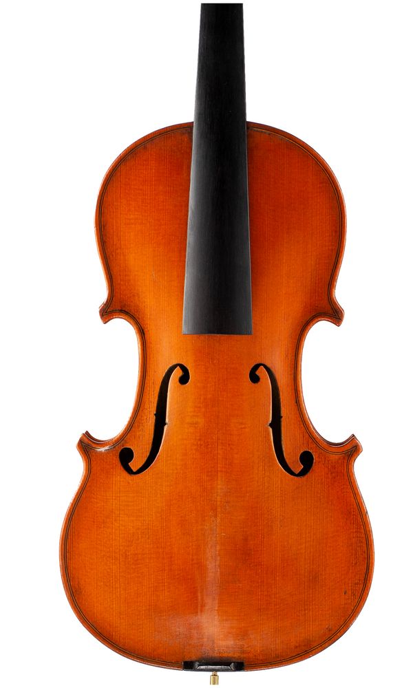 A violin, labelled Renato Scrollavezza