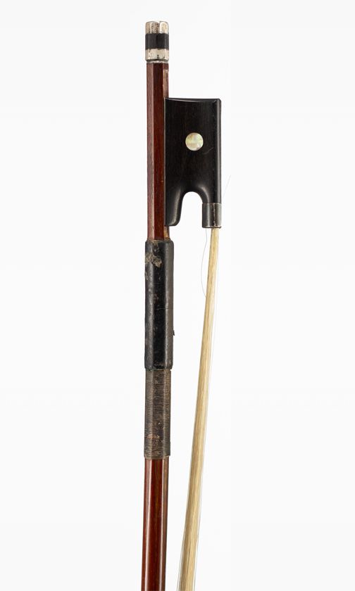 A silver-mounted violin bow, unbranded