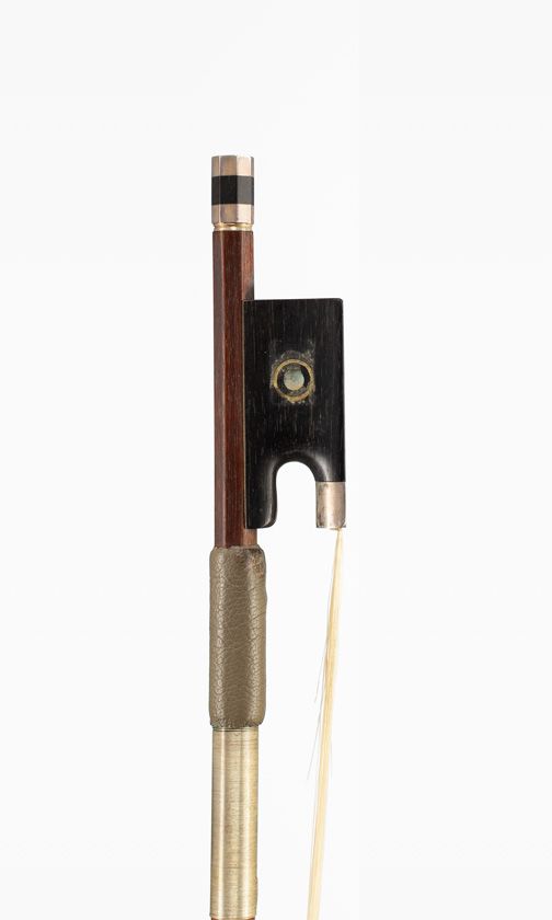 A silver-mounted violin bow, unbranded