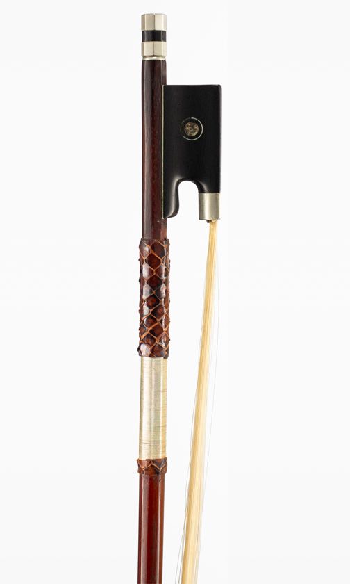 A nickel-mounted violin bow, unbranded