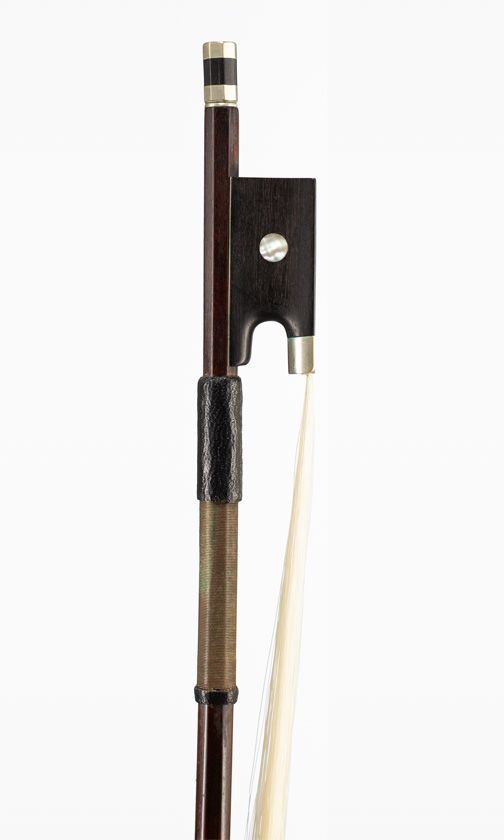 A nickel-mounted violin bow, unbranded