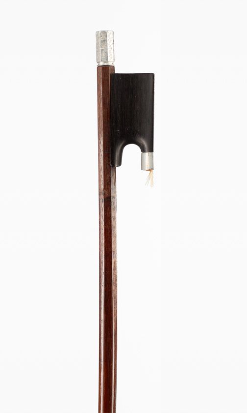 A nickel-mounted violin bow, branded R. Werner