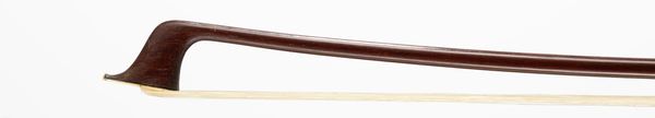 A nickel-mounted violin bow, branded C. Bazin