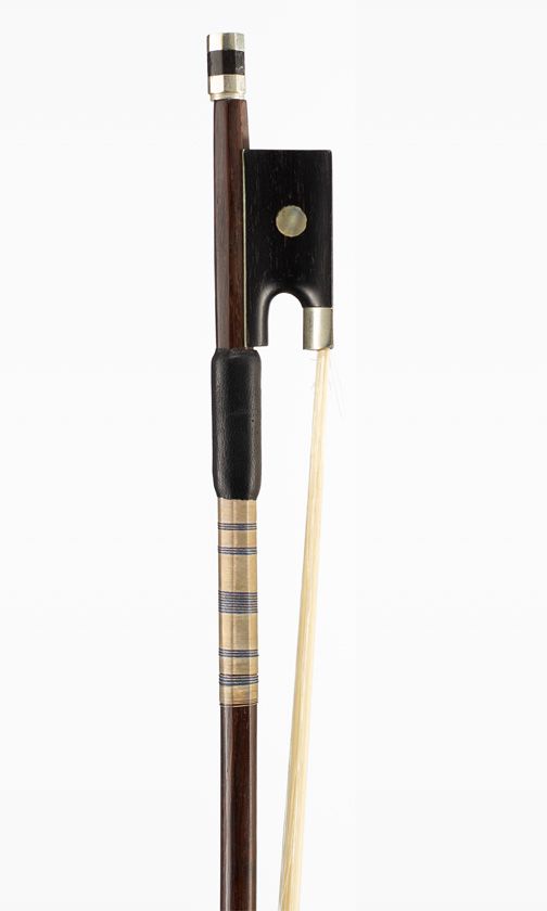 A nickel-mounted viola bow, unbranded