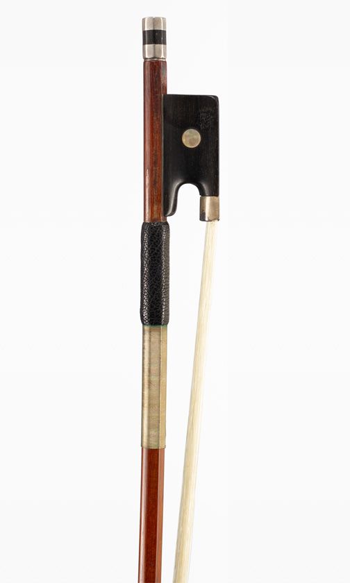 A silver-mounted violin bow, unbranded