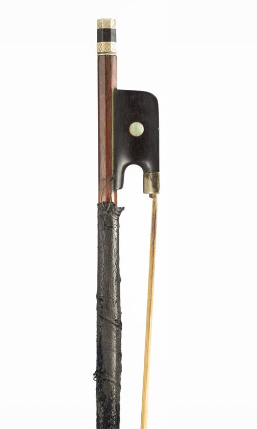 A nickel-mounted violin bow, unbranded