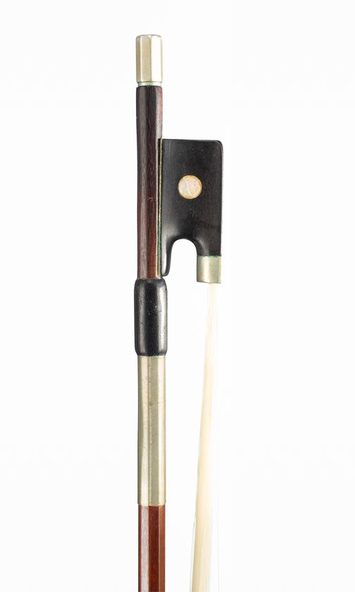 A nickel-mounted violin bow, unbranded