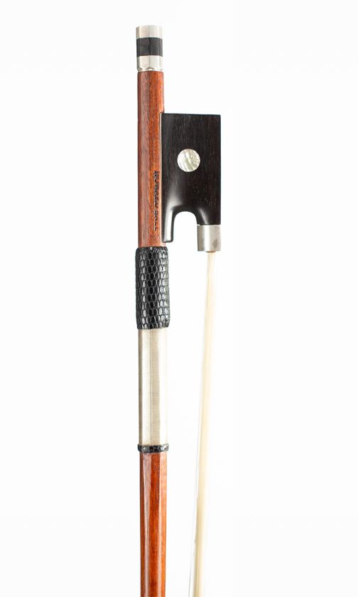 A silver-mounted viola bow, branded Howard Ball