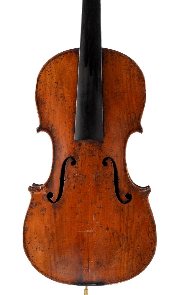 A violin, labelled Nicolaus Amati