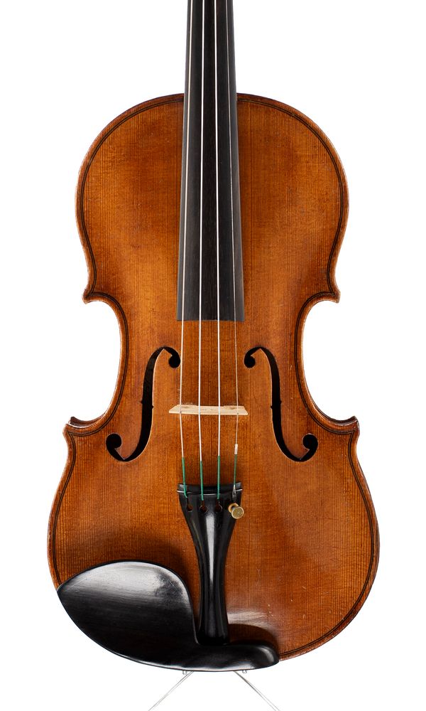 A violin, labelled John Juzek, Prague