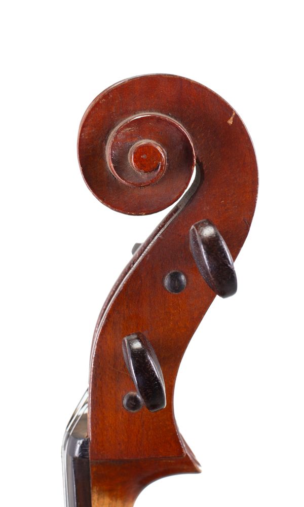 A three-quarter sized cello, Workshop of Jérôme Thibouville-Lamy, Mirecourt, circa 1900 - scroll