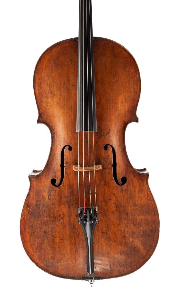 A cello, labelled Auguste Darte