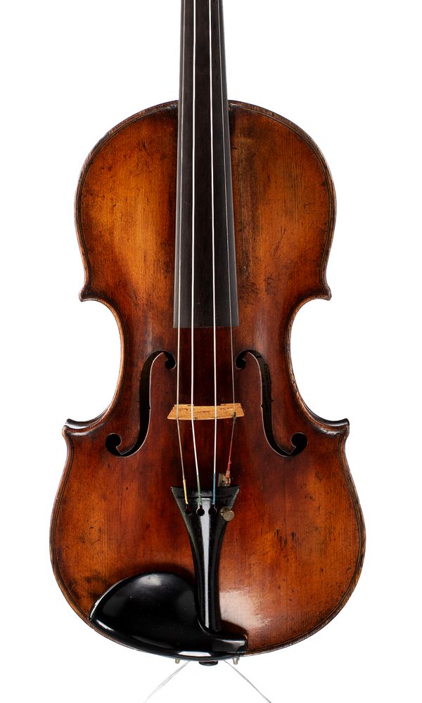 A violin, labelled Sarasate Maitre d'apres Nicolaus Amatus