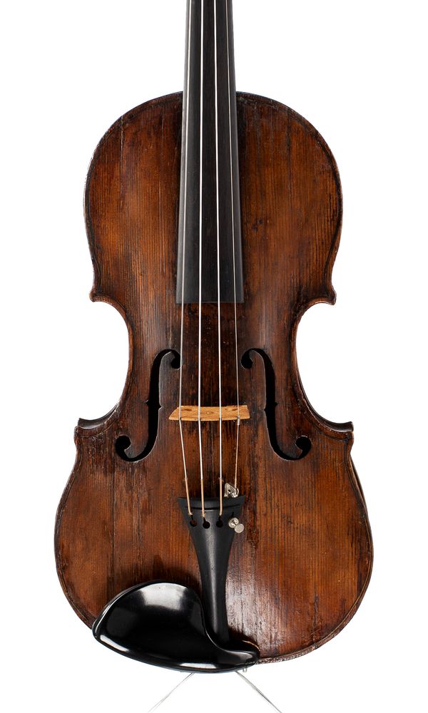 A violin, faintly labelled