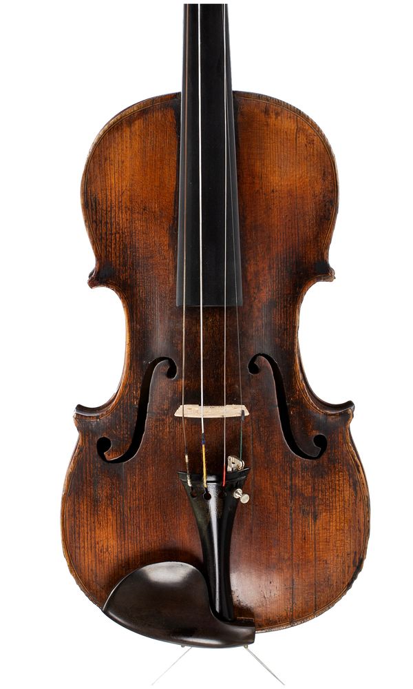 A violin, faintly labelled