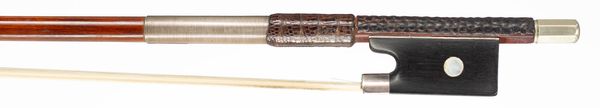 A nickel-mounted violin bow, unbranded