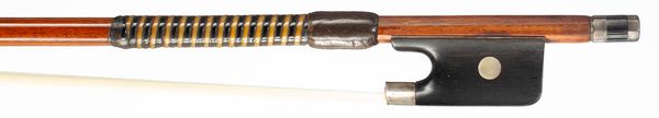 A silver-mounted violin bow, unbranded
