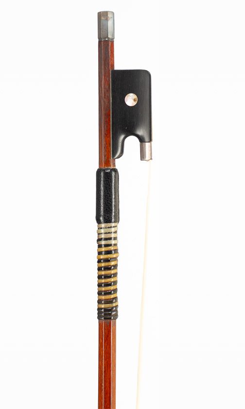 A silver-mounted violin bow, unbranded
