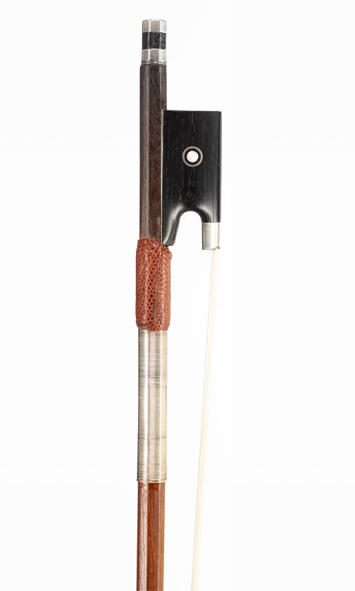 A silver-mounted violin bow, unbranded