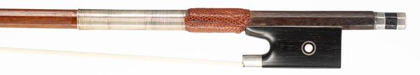 A silver-mounted violin bow, unbranded