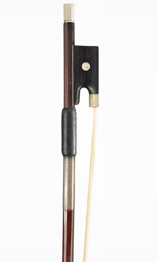 A nickel-mounted viola bow, Workshop of Louis Bazin, Mirecourt, circa 1925