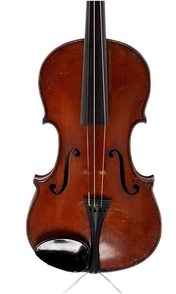 A violin, labelled Supplied by W. Thompson