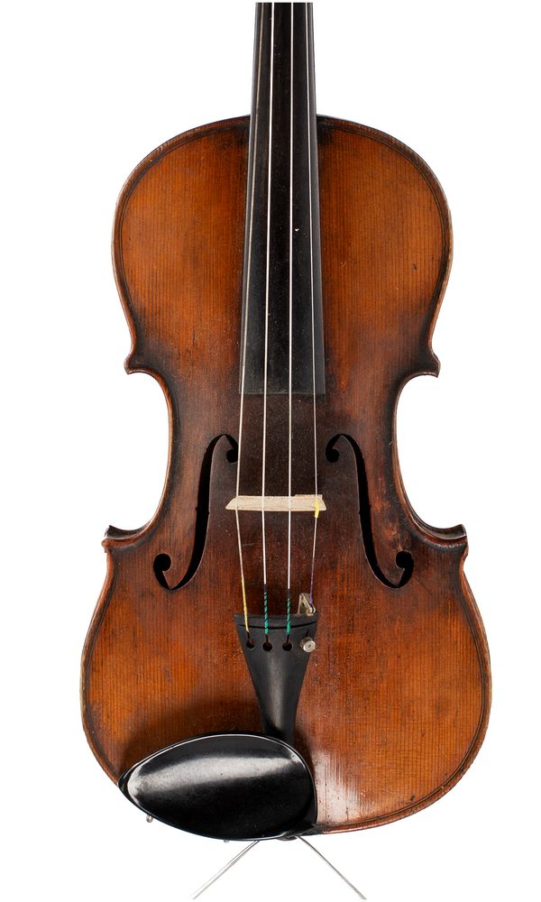 A violin, labelled Joseph Guarnerius