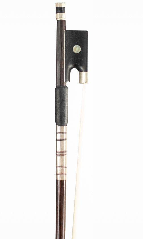 A nickel-mounted ironwood viola bow, France, circa 1850