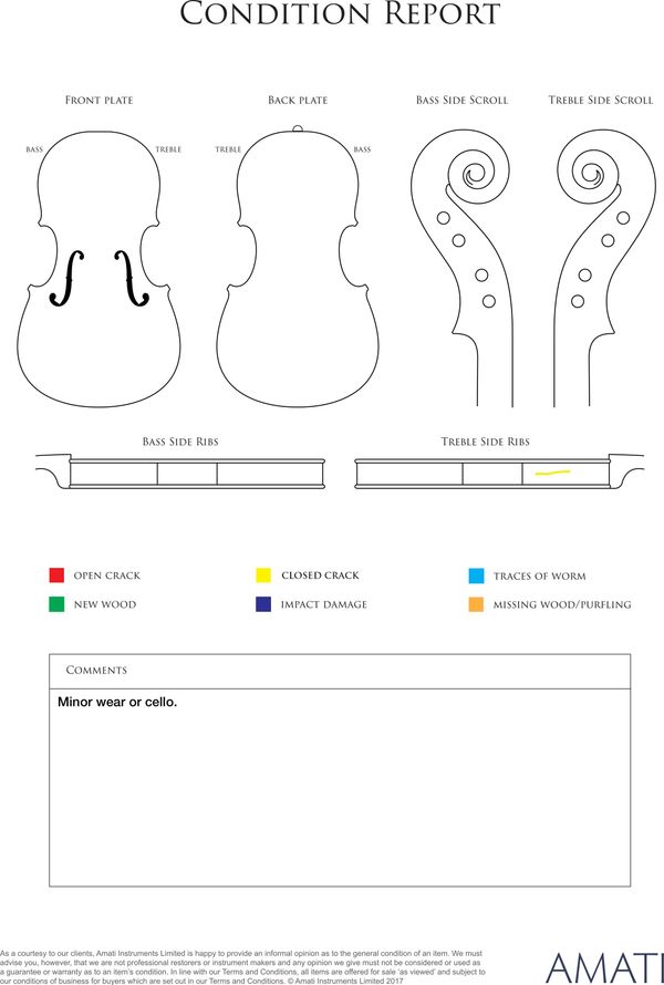 A 1/8 sized cello by John Ray, Burnley, 1927 - condition report