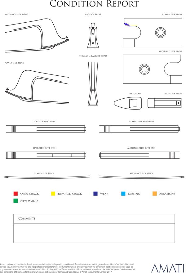 A silver-mounted violin bow by Heinz Dölling, Germany, circa 1960 - condition report