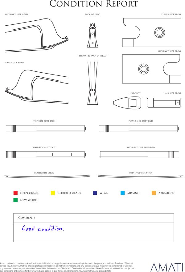 A silver-mounted viola bow, Workshop of G. Rudi Steinel, Germany, circa 1960 - condition report