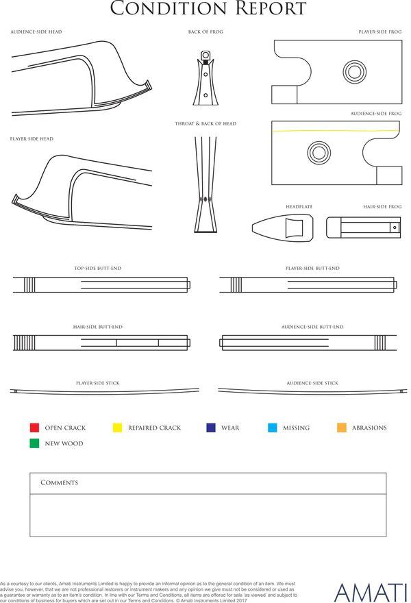 A silver-mounted viola bow by Joseph Henry, France, circa 1860 - condition report