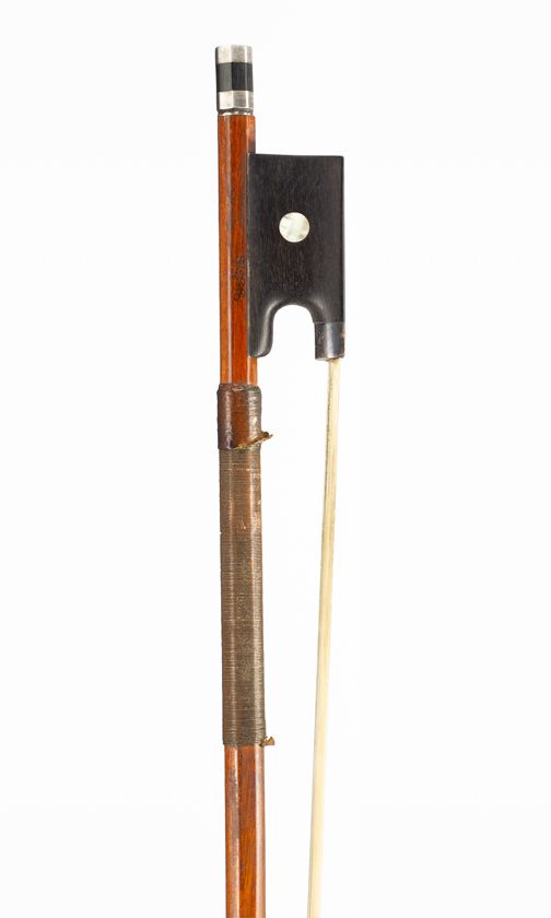 A silver-mounted violin bow, branded Suss