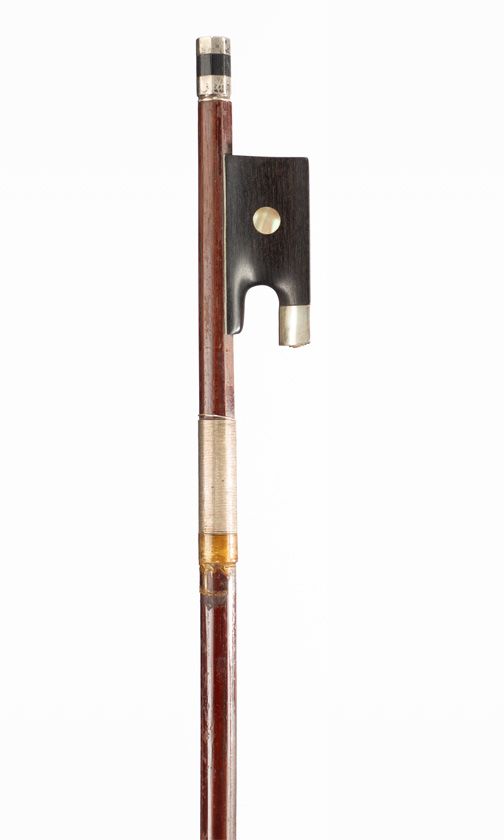 A silver-mounted violin bow, unbranded