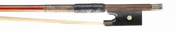 A silver-mounted violin bow, branded S. Geipel