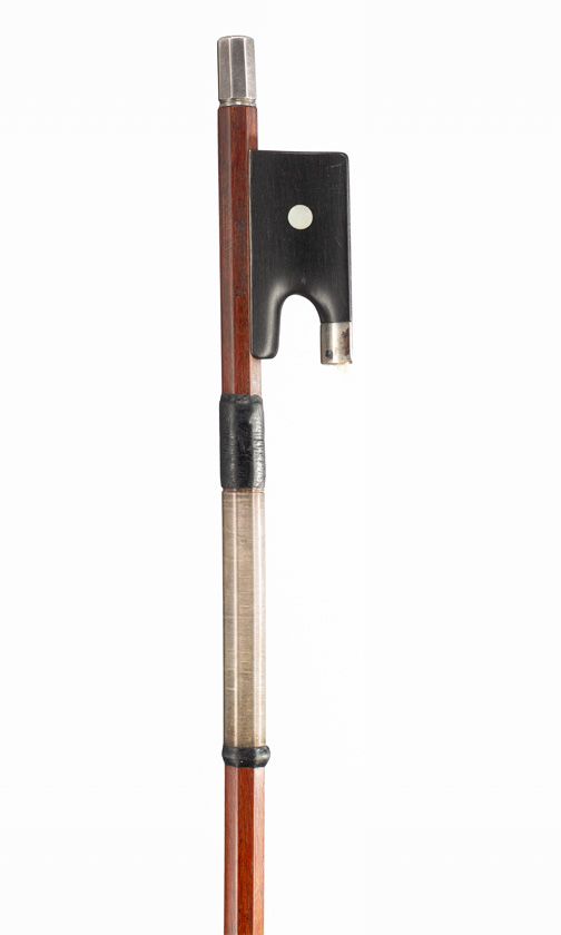 A silver-mounted violin bow, branded Tourte
