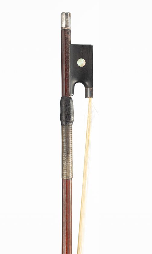 A silver-mounted violin bow, unbranded