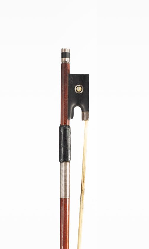 A silver-mounted violin bow, faintly branded H. A. Stohr