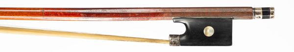 A silver-mounted violin bow, unbranded