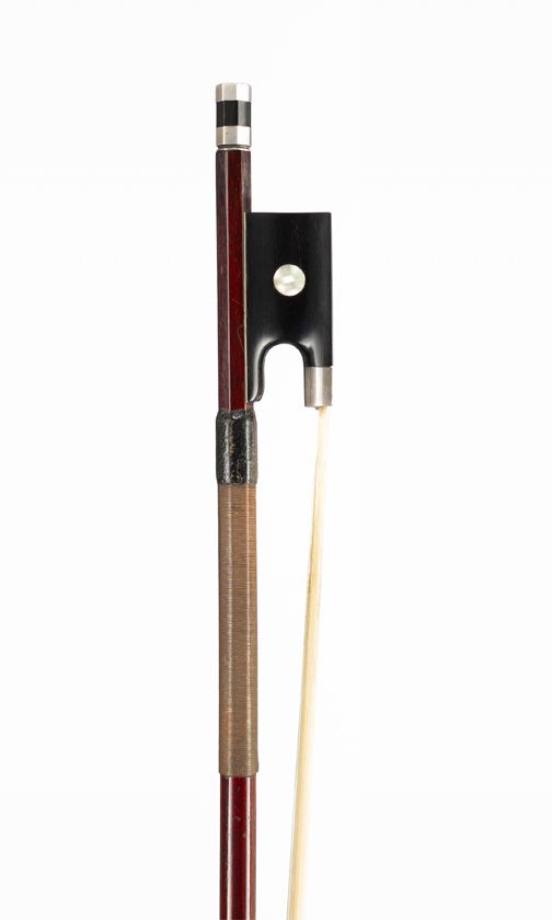 A silver-mounted violin bow, unbranded