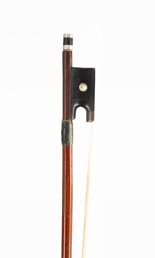 A silver-mounted violin bow, unbranded