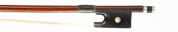 A silver-mounted violin bow, unbranded