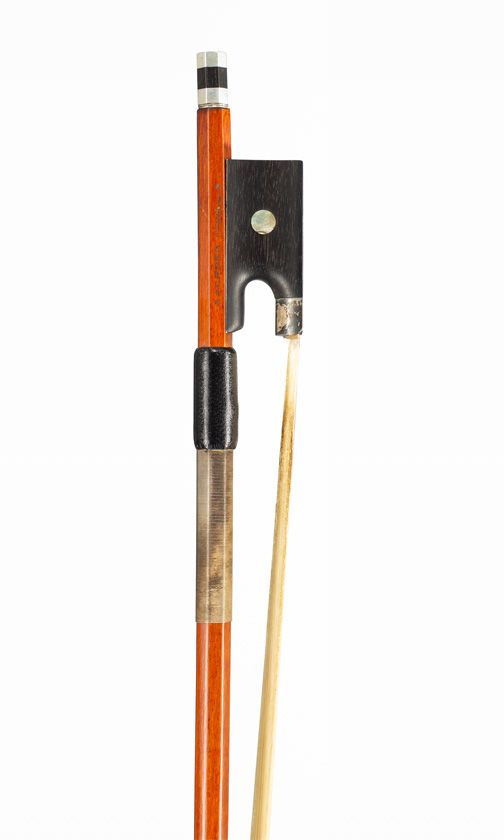 A silver-mounted violin bow, branded Alfred Knoll