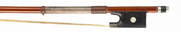 A silver-mounted violin bow, unbranded