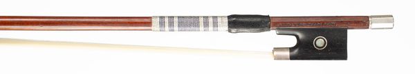 A silver-mounted violin bow, branded Rene Bernardel A Paris
