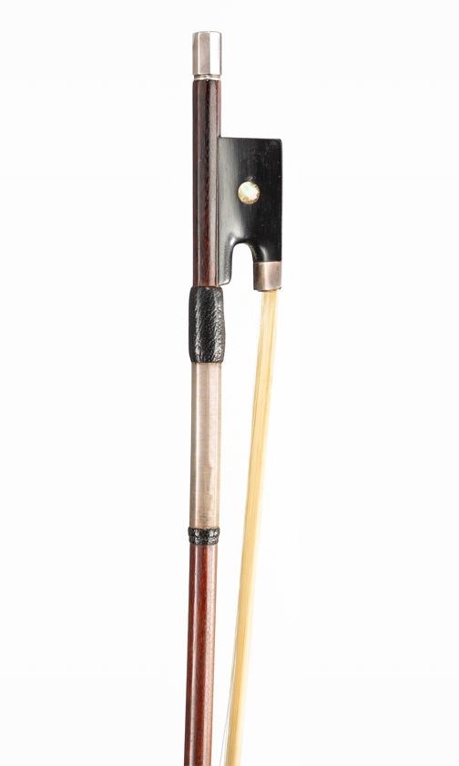 A silver-mounted violin bow, unbranded